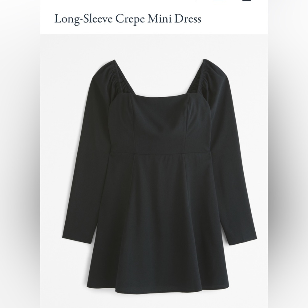 Abercrombie XS Petite Long-Sleeve Crepe Mini Dress in color Black